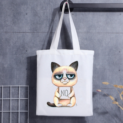 Custom Dog Gift Bag Cat Face Blank Shoulder Canvas Tote Bag With Logo Handbag
