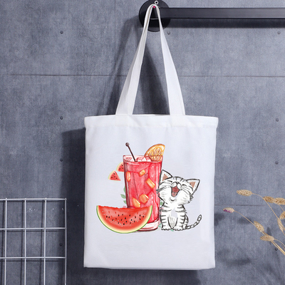 Custom Dog Gift Bag Cat Face Blank Shoulder Canvas Tote Bag With Logo Handbag