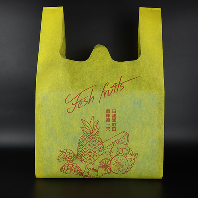Yellow Recyclable Environmental Friendly Reusable Shopping Non Woven T Shirt Bag