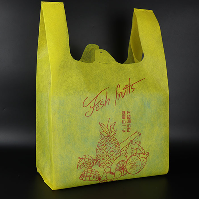 Yellow Recyclable Environmental Friendly Reusable Shopping Non Woven T Shirt Bag