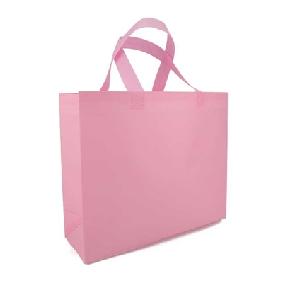 Grocery Printed Non Woven Shopping Bags Pink 65gsm Breathable Shrink Resistant