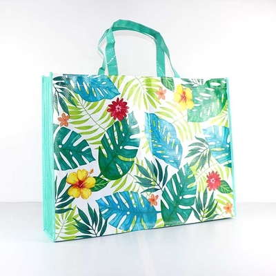 Foldable Polypropylene 160Gsm Laminated Shopping Bags With Heat Transfer Printing