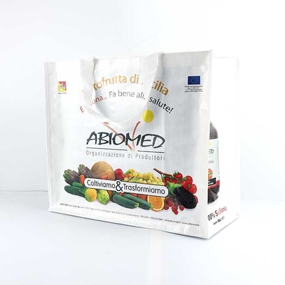 Grocery Polypropylene Woven Bags White With Silk Screen Printing 145Gsm