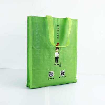 Reusable Polypropylene Woven Bags 29*35cm Breathable Handled Bags Green