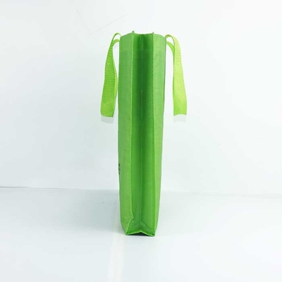 Reusable Polypropylene Woven Bags 29*35cm Breathable Handled Bags Green