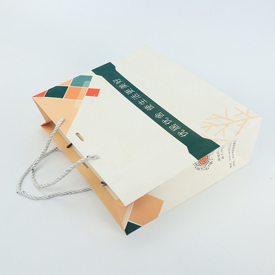 Boutique Shopping Clothes Custom Logo Paper Bag Printed White With Ribbon Handle